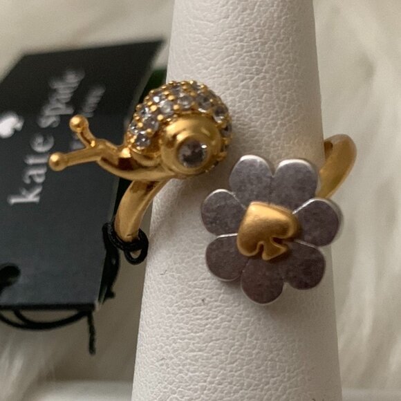 KATE SPADE Garden Glam Dual Tone Ring Sz 5 - Picture 2 of 3